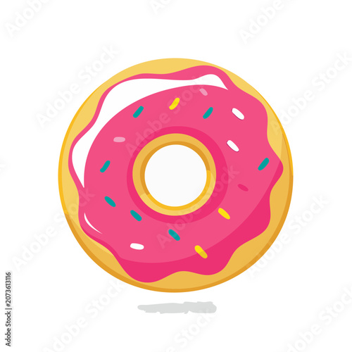 Pink Glazed Donut with Sprinkles Vector Illustration