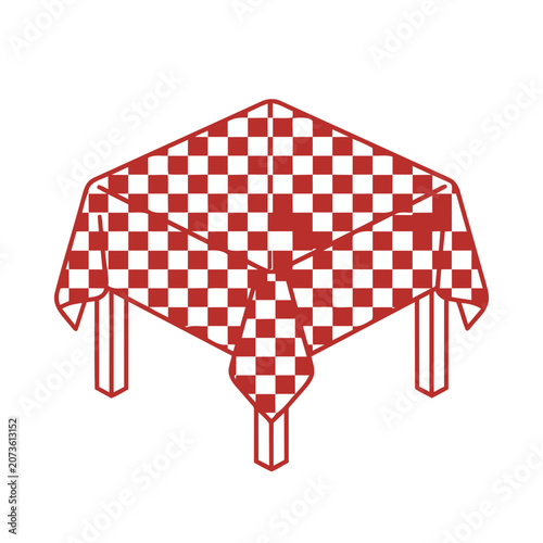 Red and white checkered tablecloth vector illustration