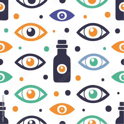 Seamless eye and bottle flat pattern design