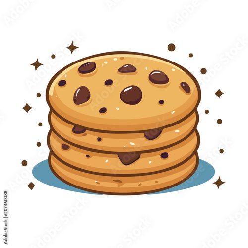 Stack of Chocolate Chip Cookies Vector Illustration