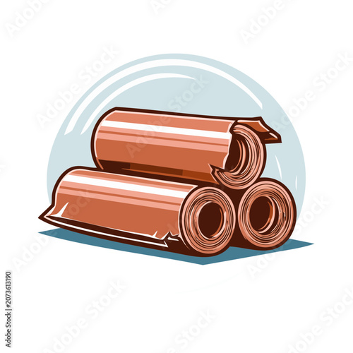 Stacked cinnamon sticks vector illustration