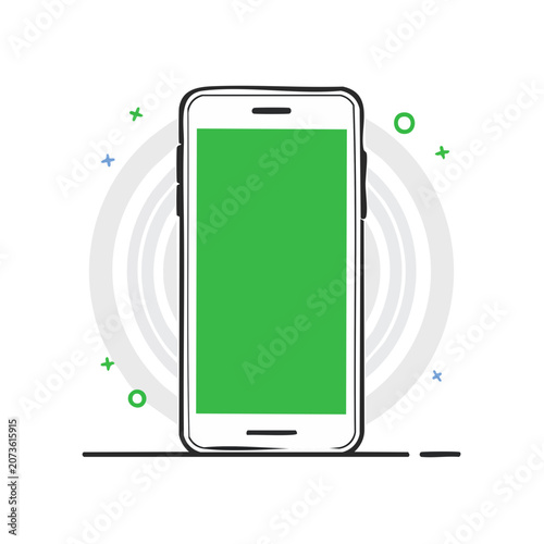 Flat smartphone illustration with green screen