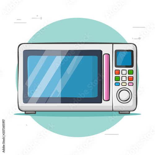 Flat vector illustration of a microwave oven