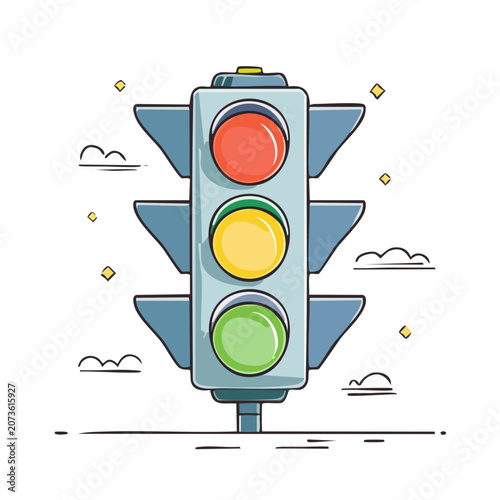 Flat vector illustration of a traffic light