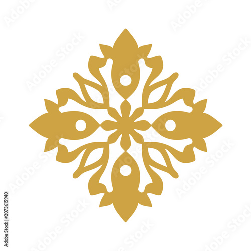 Golden symmetrical ornamental design vector