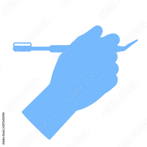 Hand holding toothbrush flat vector illustration