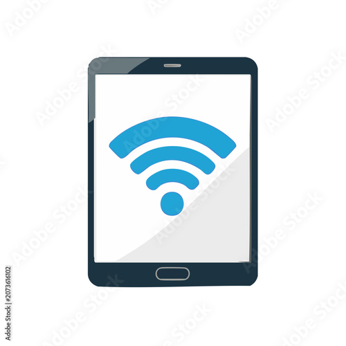 Tablet with WiFi icon flat vector illustration