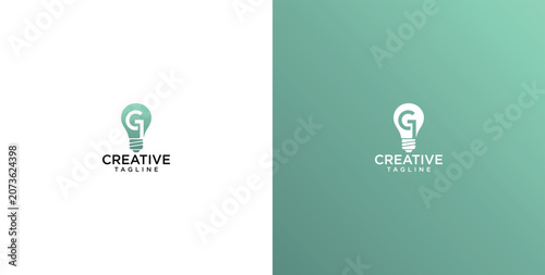 Quadro su tela Minimalist lightbulb logo design featuring letter G representing creative innova