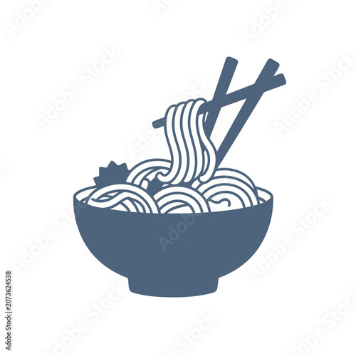 Flat illustration of noodle bowl with chopsticks