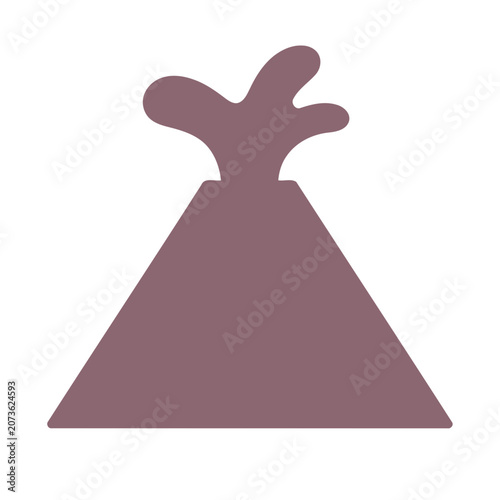 Flat volcano icon with eruption