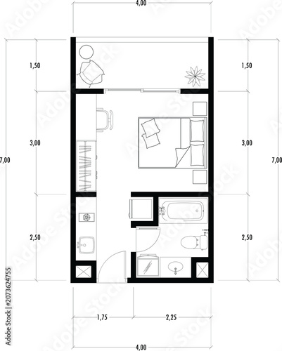 Foto Architecture plan with furniture