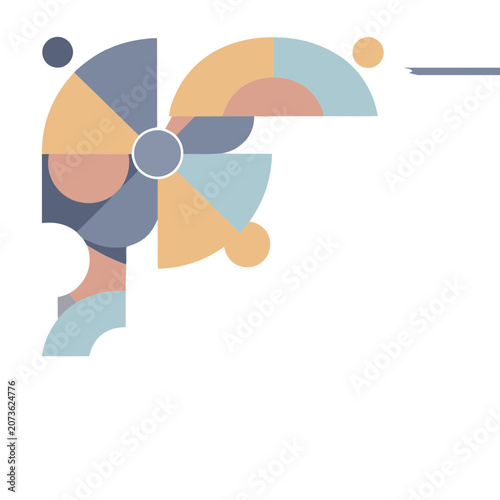 Abstract geometric bird made of shapes in flat design