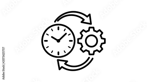 Clock and gear cycle icon for efficiency.