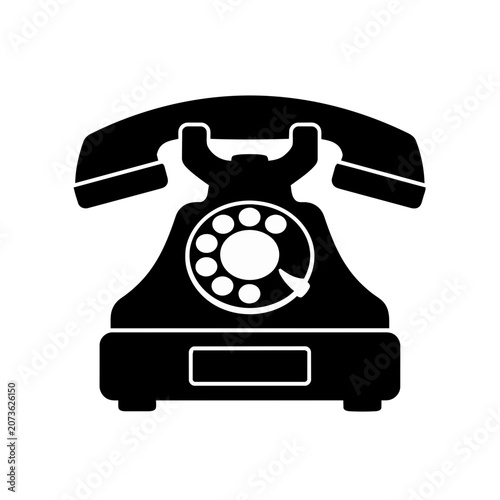 Vintage rotary telephone flat icon