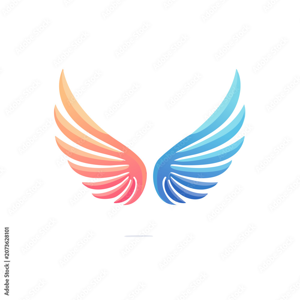 Fototapeta premium Colorful Angel Wings Vector Illustration