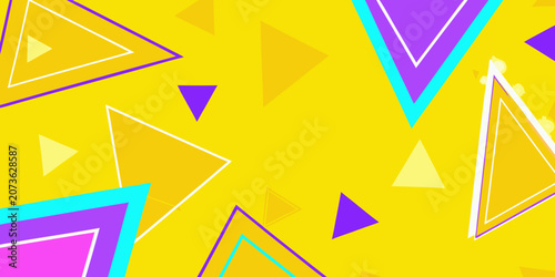 Fotografie Geometric triangle pattern with bright yellow and purple shades