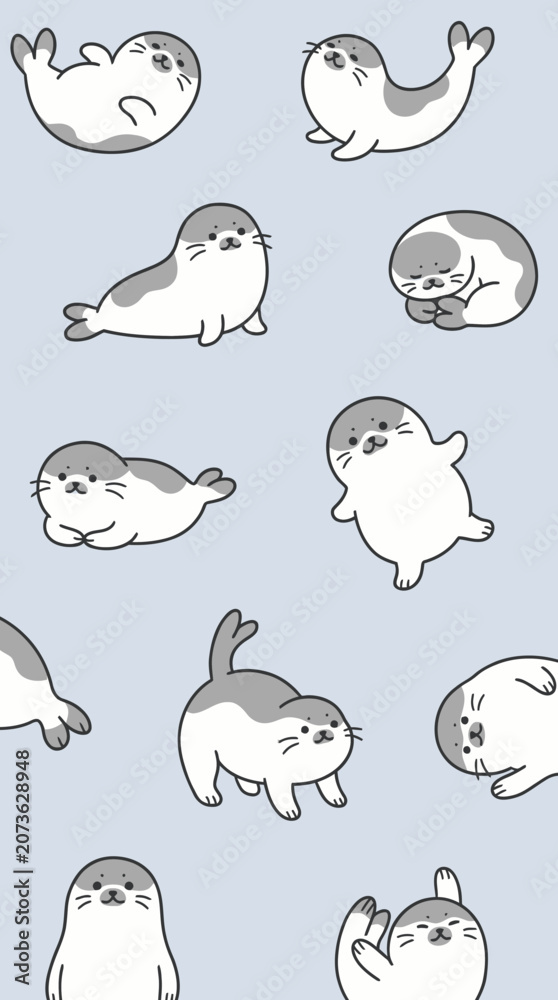 Fototapeta premium Seals in various playful poses.