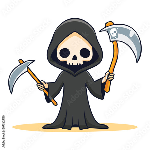 Cartoon Grim Reaper with Scythe