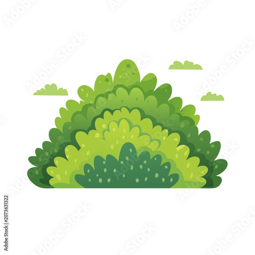 Green Bush Flat Vector Illustration