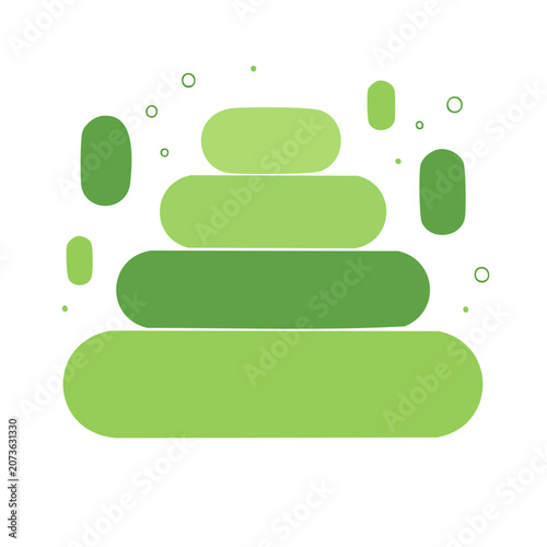 Green Pyramid Layers Flat Vector Illustration