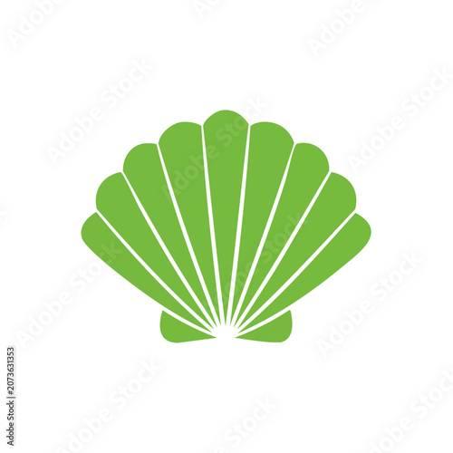Green scallop shell vector icon