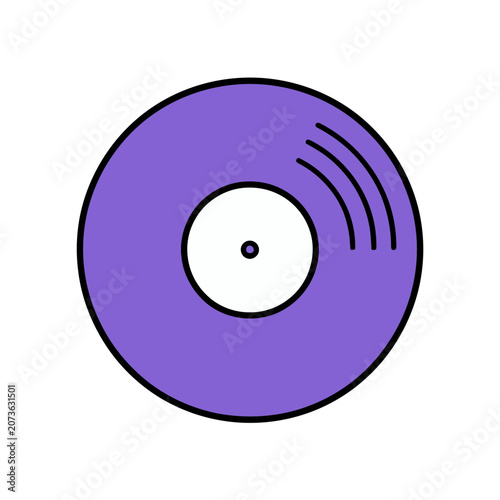 Purple vinyl record icon with grooves