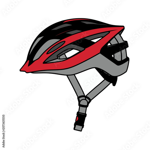 Red and black bicycle helmet vector illustration