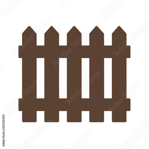 Brown wooden picket fence vector icon