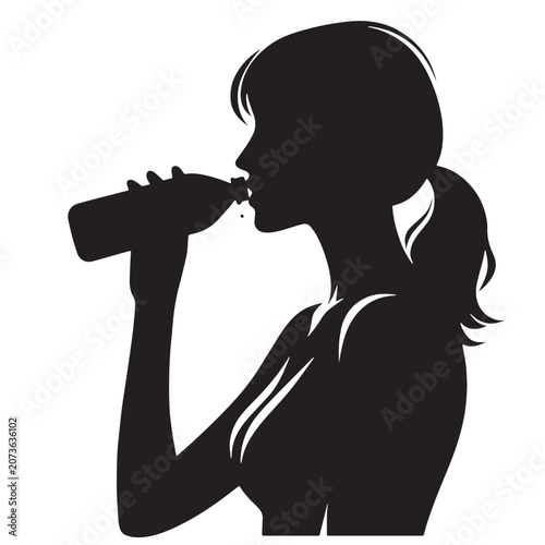 Bild auf Leinwand Black Water drinking  Silhouette Vector, High Quality Illustration on White Back