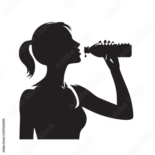 Tableau sur toile Black Water drinking  Silhouette Vector, High Quality Illustration on White Back