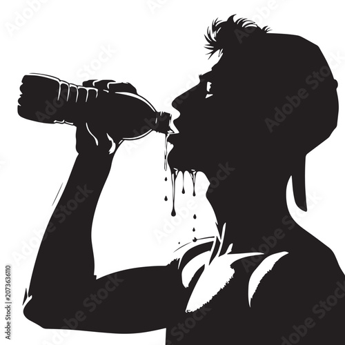 Photos Black Water drinking  Silhouette Vector, High Quality Illustration on White Back