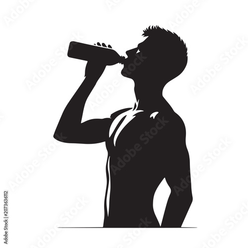 Foto Black Water drinking  Silhouette Vector, High Quality Illustration on White Back