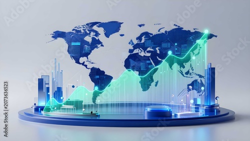 Digital investment growth concept featuring global business intelligence system