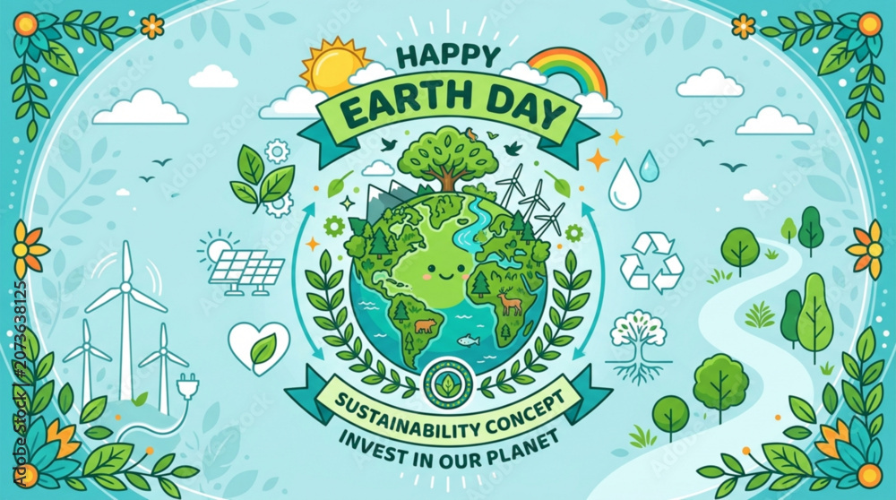 Naklejka premium Earth day illustration with sustainability concept