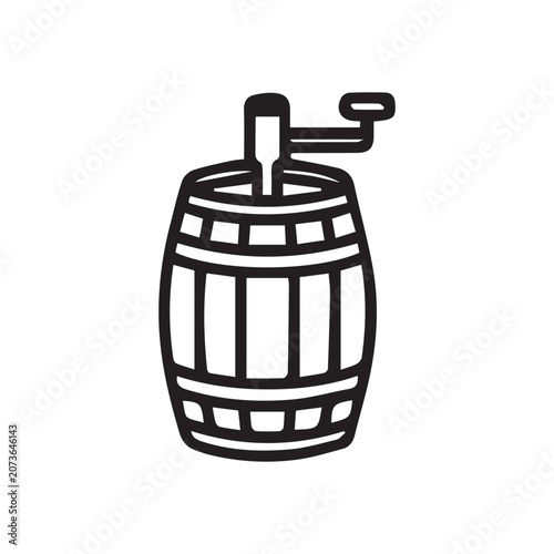 Schilderij op canvas Vintage butter churn icon on white background