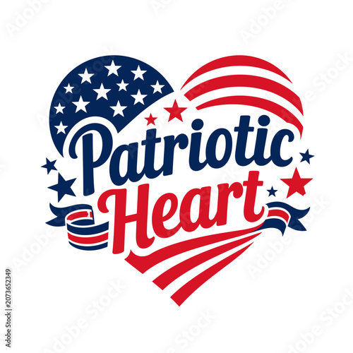 Patriotic Heart Stars and Stripes T-Shirt Graphic