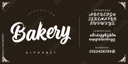 Bakery elegant dry brush script font with textured handwritten calligraphy for food branding