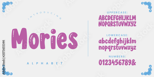 Cuadro en lienzo Mories cute bubbly cartoon style display font with soft rounded shapes and highl