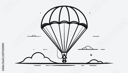 Foto Person in Parachute Descending Slowly.