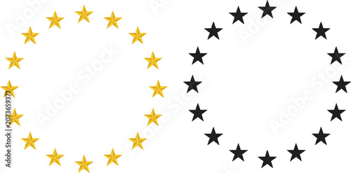 Set of yellow and black stars arranged in a circle