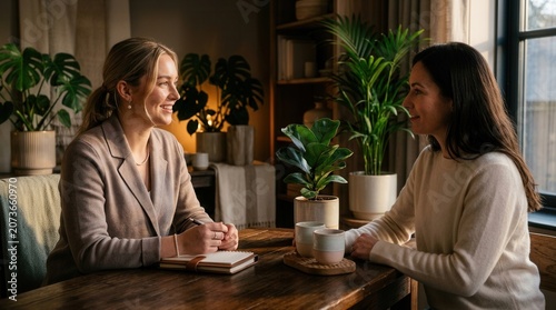 Two Women Collaborating In A Cozy Office Setting