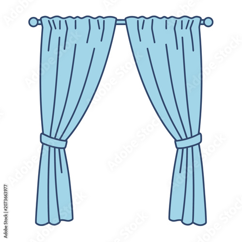 Light Blue Curtains Vector Illustration