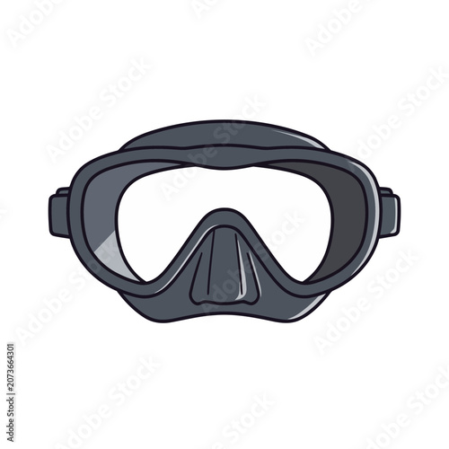 Black dive mask flat vector illustration