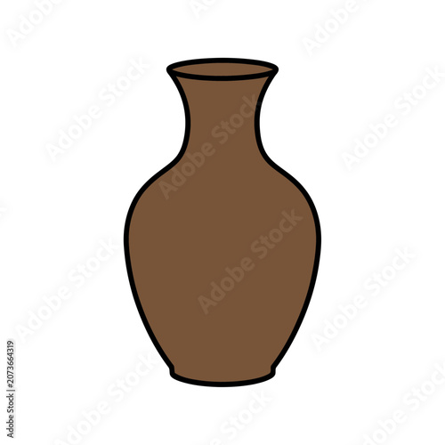 Brown Clay Vase Flat Vector Illustration
