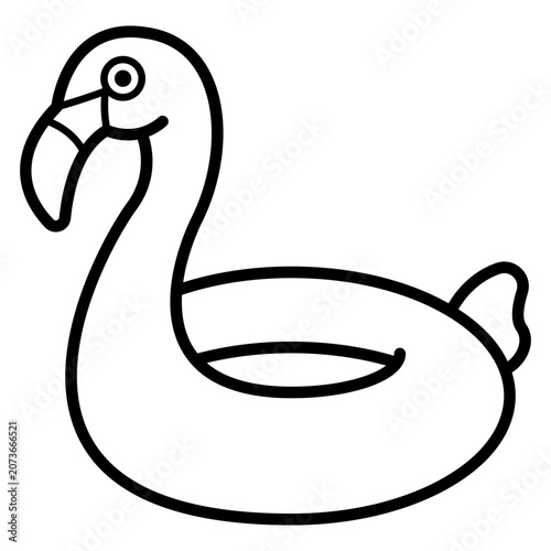 Fotografie Flamingo Pool Float Ring for Summer and Pool Party doodle outline