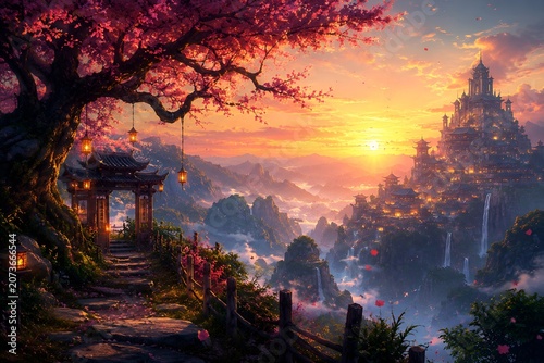 Sunset in the forest sunset clouds landscape sunrise sky sun tree nature evening cloud trees orange dusk light.