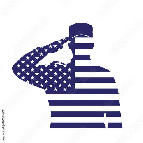 Tableau sur toile Patriotism Salute American Flag Illustration