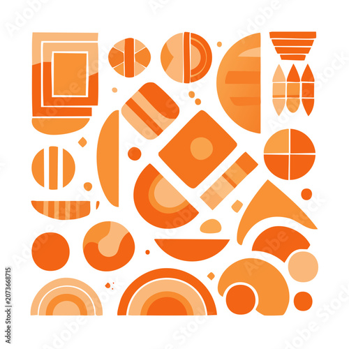 Geometric pattern with hexagons and triangles in orange