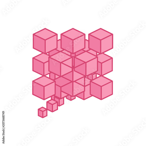 Isometric Pink Cubes Vector Illustration
