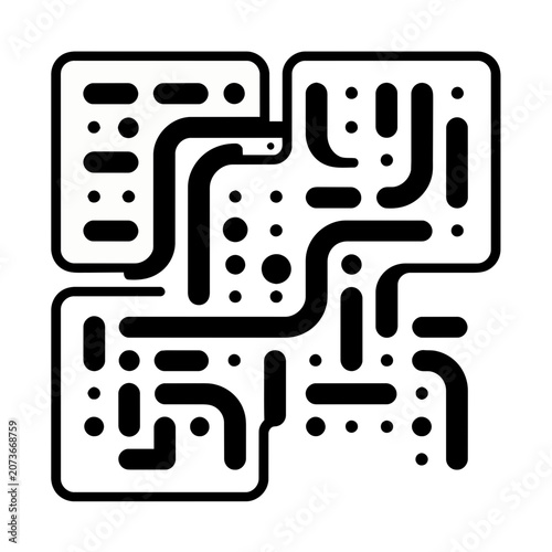 Minimalist black and white maze puzzle vector